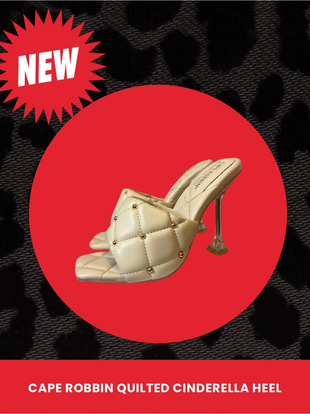 Cape Robbin Quilted Stud Mule in Cream and Gold